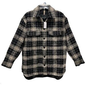 NWT Banana Republic Womens Sz XS Oversized Plaid Boucle Tweed Jacket Wool Alpaca